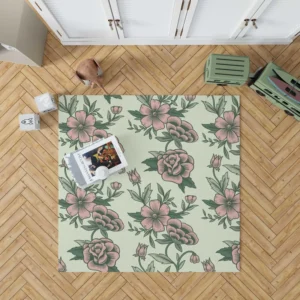 Seamless Botanical Floral Pattern Rug