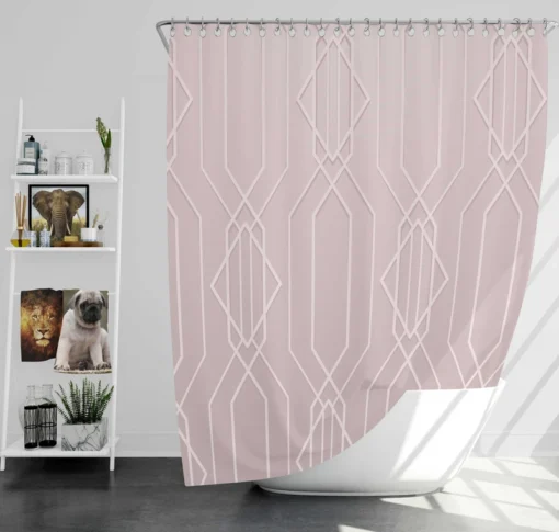 Seamless Geometric Pattern on Rose Gold Shower Curtain