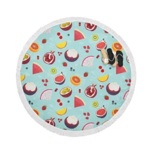 Seamless Summer Fruit Pattern Round Beach Towel