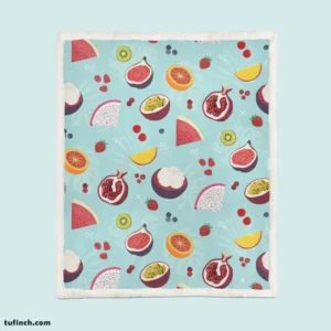 Seamless Summer Fruit Pattern Sherpa Fleece Blanket 1