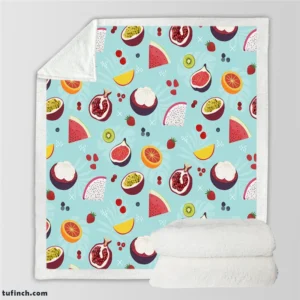 Seamless Summer Fruit Pattern Sherpa Fleece Blanket