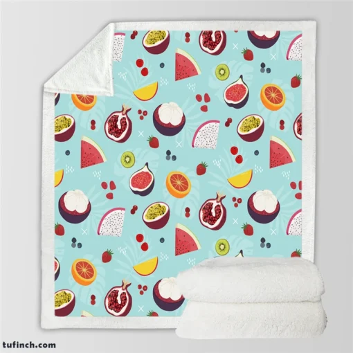 Seamless Summer Fruit Pattern Sherpa Fleece Blanket