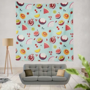 Seamless Summer Fruit Pattern Wall Tapestry