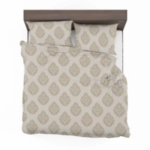 Seamless Tan Brown Damask Pattern Bedding Set 1