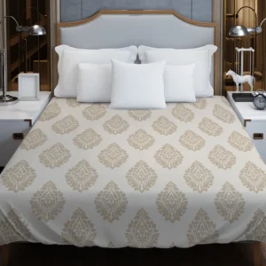 Seamless Tan Brown Damask Pattern Duvet Cover