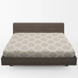 Seamless Tan Brown Damask Pattern Fitted Sheet 1