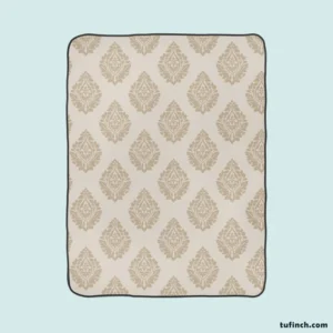 Seamless Tan Brown Damask Pattern Fleece Blanket 1