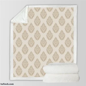 Seamless Tan Brown Damask Pattern Sherpa Fleece Blanket