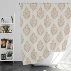 Seamless Tan Brown Damask Pattern Shower Curtain