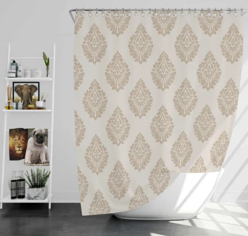 Seamless Tan Brown Damask Pattern Shower Curtain