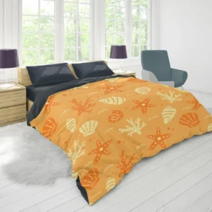 Seashell Marine Creatures Pattern Duvet Cover 1