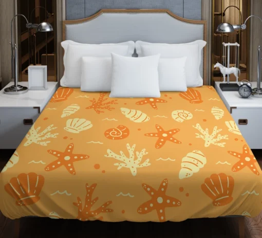 Seashell Marine Creatures Pattern Duvet Cover