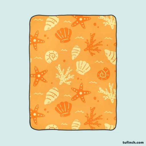 Seashell Marine Creatures Pattern Fleece Blanket 1