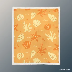 Seashell Marine Creatures Pattern Sherpa Fleece Blanket 1