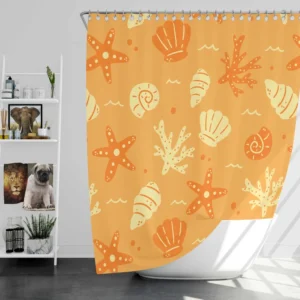 Seashell Marine Creatures Pattern Shower Curtain