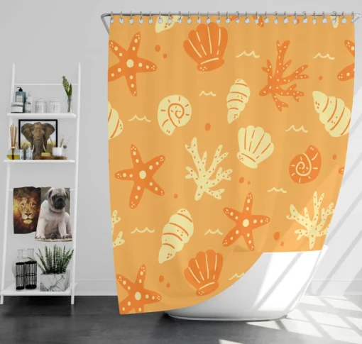 Seashell Marine Creatures Pattern Shower Curtain