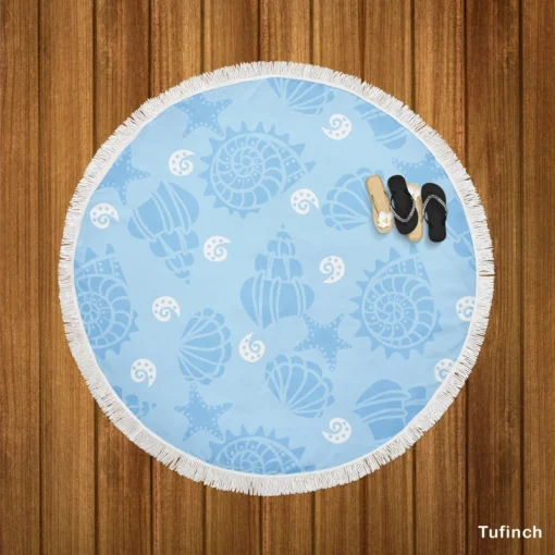 Seashells Starfish Round Beach Towel