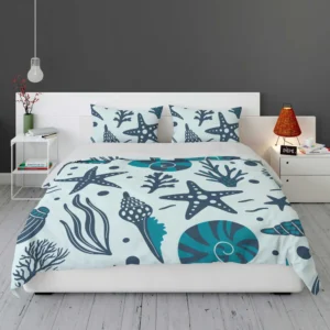 Seashells Starfish Sea Plants And Corals Bedding Set 1