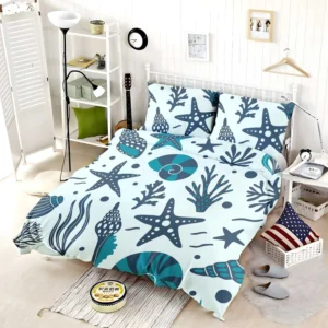 Seashells Starfish Sea Plants And Corals Bedding Set