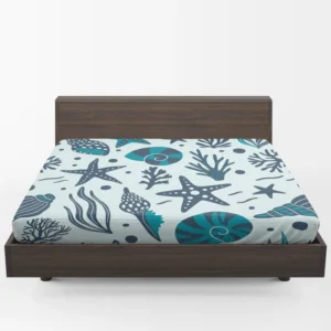 Seashells Starfish Sea Plants And Corals Fitted Sheet 1