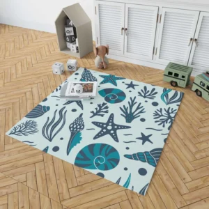 Seashells Starfish Sea Plants And Corals Rug 1