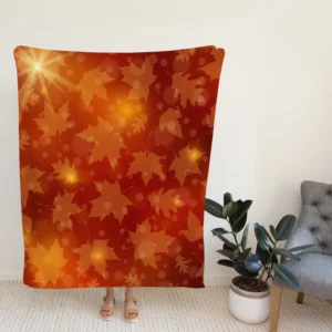 Seasonal Leaves Design Fleece Blanket