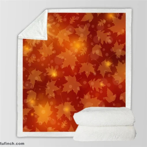 Seasonal Leaves Design Sherpa Fleece Blanket