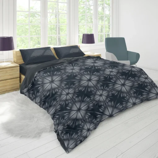 Shibori Indigo Ikat Design Duvet Cover 1