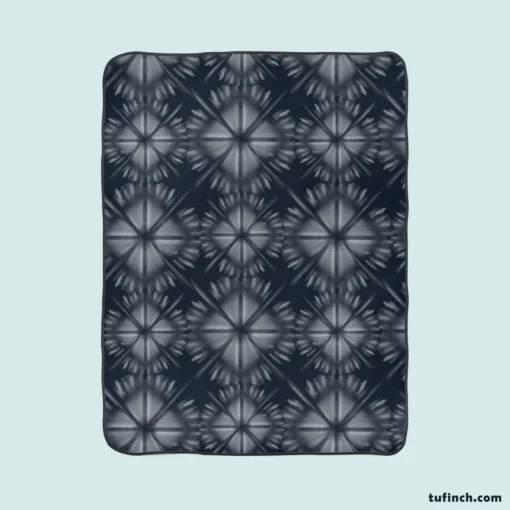 Shibori Indigo Ikat Design Fleece Blanket 1