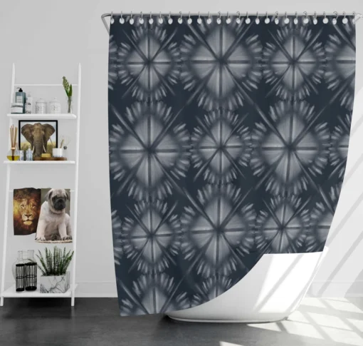 Shibori Indigo Ikat Design Shower Curtain