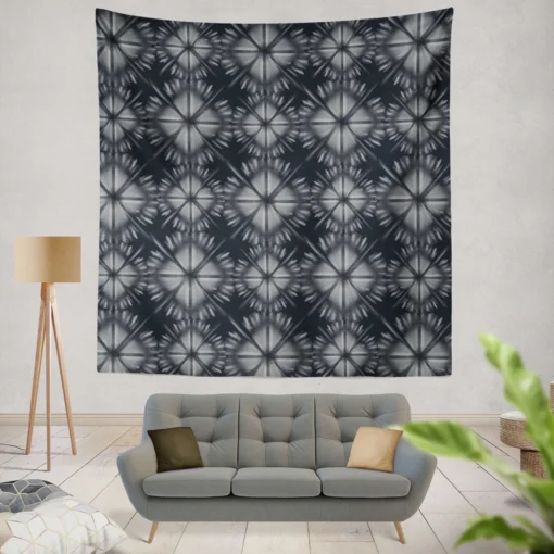 Shibori Indigo Ikat Design Wall Tapestry