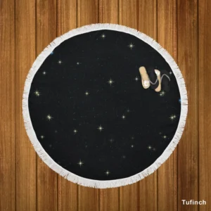 Shiny Stars Night Sky Round Beach Towel