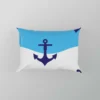 Ship Anchor On Blue White Wavy Stripes Pillow Case