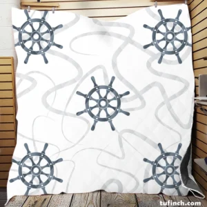 Ship Helm Pattern Quilt Blanket