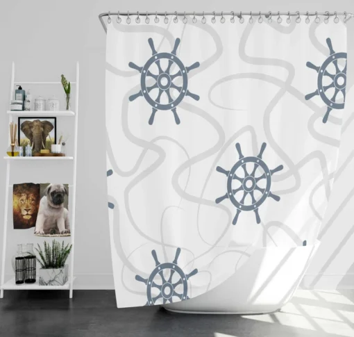 Ship Helm Pattern Shower Curtain