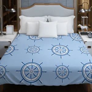 Ship Steering Wheel Nautical Pattern Duvet Cover