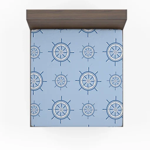 Ship Steering Wheel Nautical Pattern Fitted Sheet