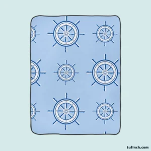 Ship Steering Wheel Nautical Pattern Fleece Blanket 1