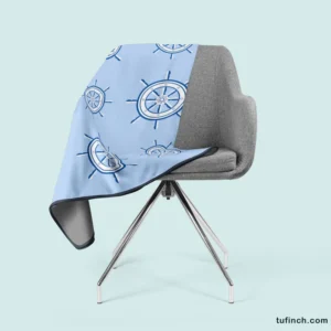 Ship Steering Wheel Nautical Pattern Fleece Blanket 2