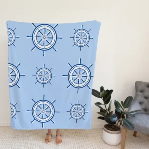 Ship Steering Wheel Nautical Pattern Fleece Blanket