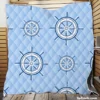 Ship Steering Wheel Nautical Pattern Quilt Blanket