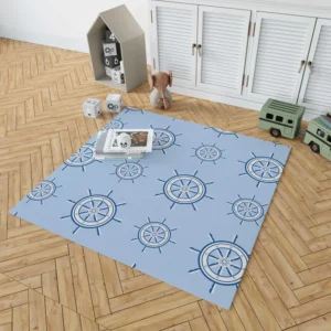 Ship Steering Wheel Nautical Pattern Rug 1