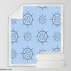 Ship Steering Wheel Nautical Pattern Sherpa Fleece Blanket