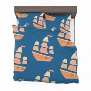 Ship With Sails Nautical Pattern Bedding Set 2