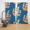 Ship With Sails Nautical Pattern Curtain