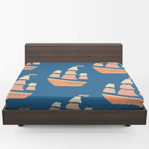 Ship With Sails Nautical Pattern Fitted Sheet 1