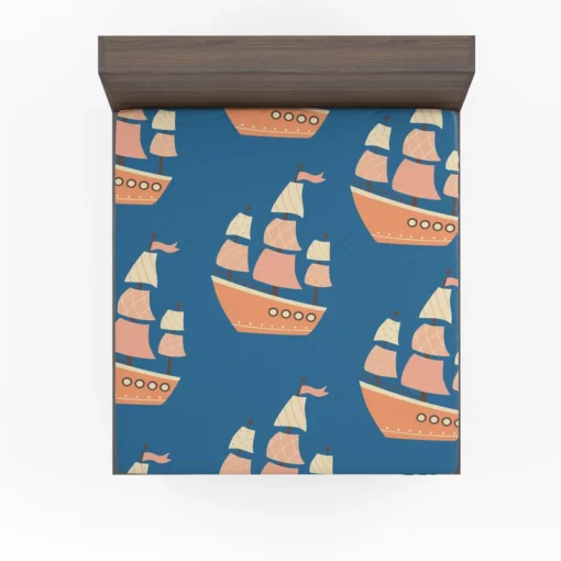 Ship With Sails Nautical Pattern Fitted Sheet