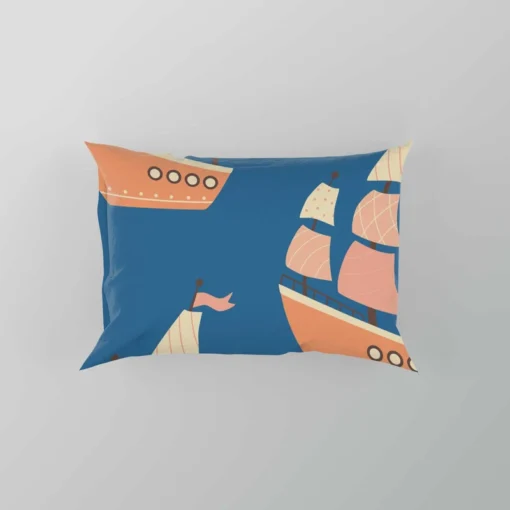 Ship With Sails Nautical Pattern Pillow Case