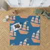 Ship With Sails Nautical Pattern Rug