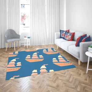 Ship With Sails Nautical Pattern Rug 2